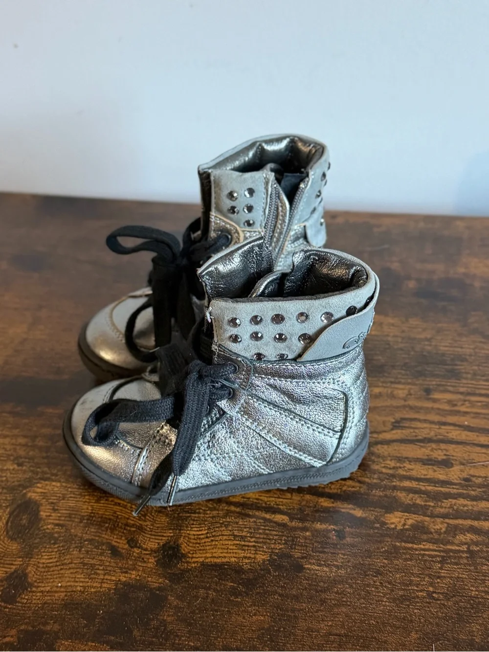 GF Ferre Metallic Leather High-Top Toddler Shoes – EU 20, Made in Italy